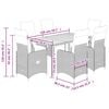 vidaXL 7-tlg. Garten-Bistro-Set mit Kissen Grau Poly Rattan