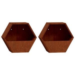 vidaXL Wand-Pflanzk&uuml;bel 2 Stk. Rostig Cortenstahl 30x10x25 cm