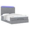 vidaXL Ottoman-Bett mit Matratze & LEDs Hellgrau 140x190 cm Stoff