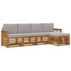 vidaXL Outdoor-Sofagarnitur mit Kissen 5 pcs Nat&uuml;rlich und Hellgrau
