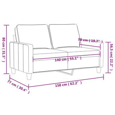 vidaXL 2-Sitzer-Sofa Grau 140 cm Kunstleder