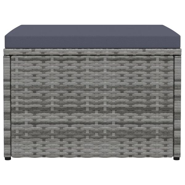 vidaXL Outdoor-Fußhocker mit Kissen Grau Polyrattan