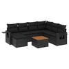 vidaXL 8-tlg. Garten-Sofagarnitur mit Kissen Schwarz Poly Rattan