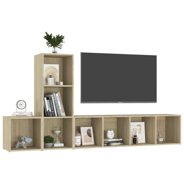 vidaXL 3-tlg. TV-Schrank-Set Sonoma-Eiche Holzwerkstoff