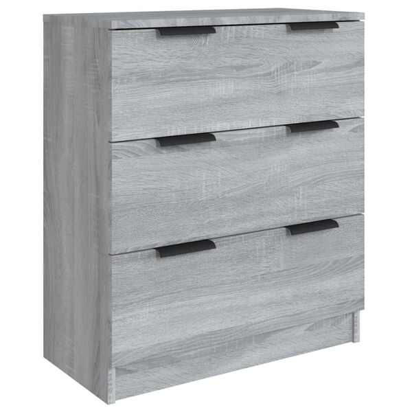 vidaXL 3-tlg. Sideboard Grau Sonoma Holzwerkstoff