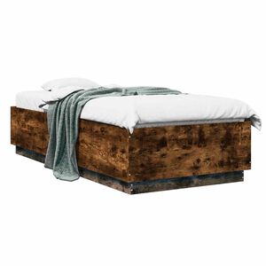 vidaXL Bettgestell mit LED Ger&auml;ucherte Eiche 80 x 200 cm Holzwerkstoff