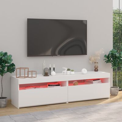 vidaXL TV-Schränke 2 Stk. mit LED-Leuchten Hochglanz-Weiß 75x35x40 cm