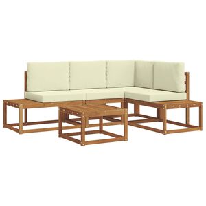 vidaXL Outdoor-Sofagarnitur mit Kissen 5 St&uuml;ck Natur und Creme
