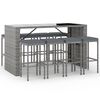 vidaXL 9-tlg. Gartenbar-Set mit Kissen Grau Poly Rattan