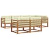 vidaXL Outdoor-Sofagarnitur mit Kissen 7 pcs Natur und Creme
