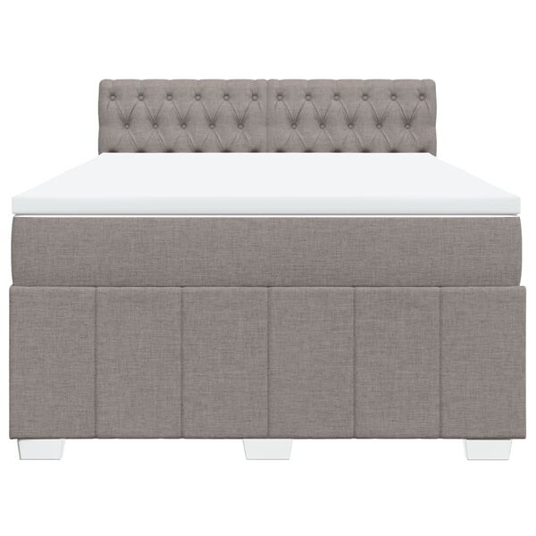 vidaXL Boxspringbett mit Matratze Taupe 160x200 cm Stoff