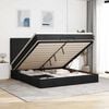 vidaXL Ottoman-Bett mit Matratzen & LEDs Schwarz 200x200 cm Stoff