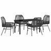 vidaXL Garten Essgruppe 5 stk. Schwarz Poly-Rattan