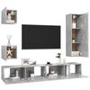 vidaXL 5-tlg. TV-Schrank-Set Betongrau Holzwerkstoff