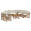 vidaXL Outdoor-Sofagarnitur 10 stk. 9-Sitzer Natur und Cremewei&szlig;