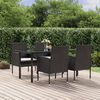 vidaXL 5-tlg. Garten-Essgruppe mit Kissen Schwarz Poly Rattan