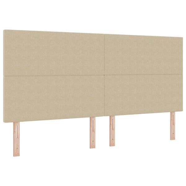 vidaXL LED Kopfteil mit LED-Lichtleisten Grau-Gr&uuml;n 200 cm Polyester