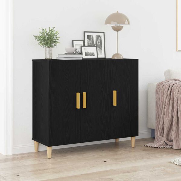 vidaXL Sideboard Schwarz Eichen-Optik 90 x 34 x 80 cm Holzwerkstoff