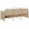 vidaXL Gartensofa mit Kissen 3-Sitzer Beige Poly Rattan