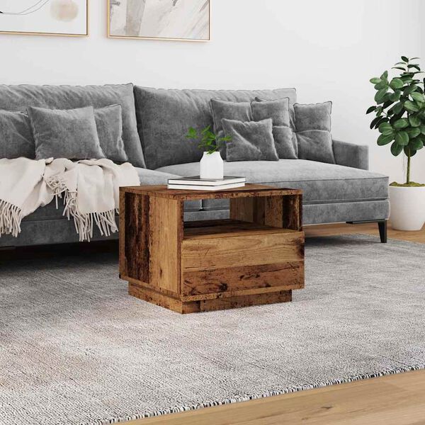 vidaXL Couchtisch mit LED-Leuchten Altholz-Optik 50x49x40 cm