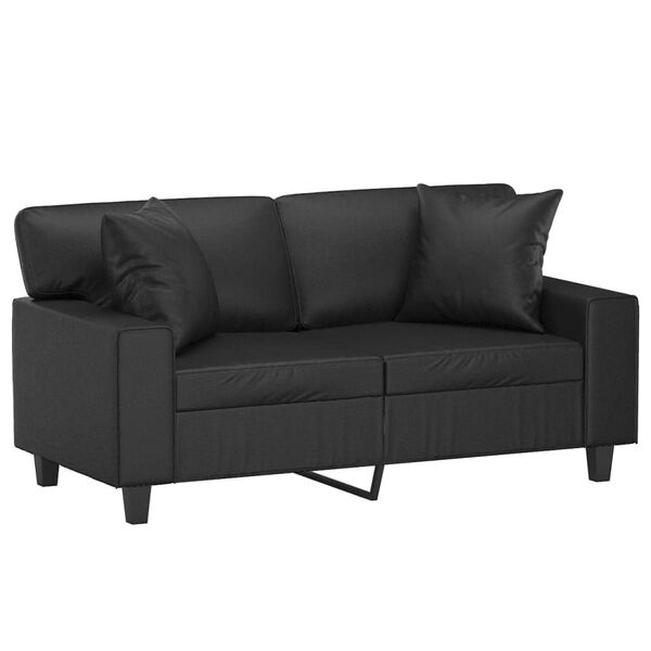 vidaXL 2-Sitzer-Sofa mit Kissen Schwarz 120 cm Kunstleder