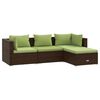 vidaXL 4-tlg. Garten-Lounge-Set mit Auflagen Poly Rattan Braun