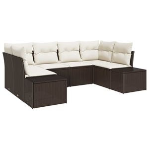 vidaXL Gartensofa-set mit Speicher 6 pcs Braun und Creme Poly Rattan