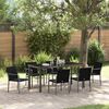 vidaXL Garten Essgruppe 7 pcs Schwarz und Grau PE-Rattan