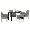 vidaXL Garten Essgruppe mit Kissen 5 pcs Grau Poly-Rattan
