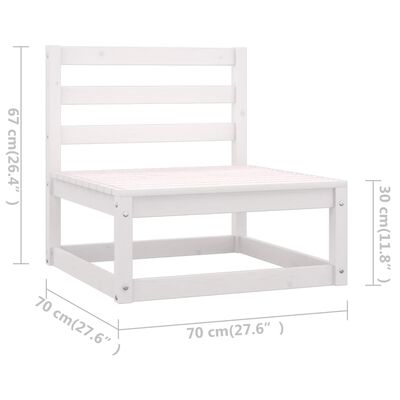 vidaXL Outdoor-Sofa 3-Sitzer Weiß Massivholz Kiefer