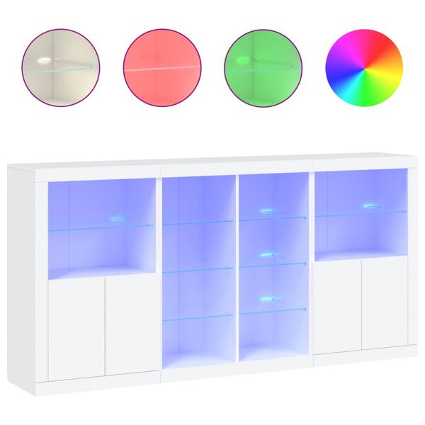 vidaXL Sideboard mit LED-Leuchten Wei&szlig; 202x37x100 cm