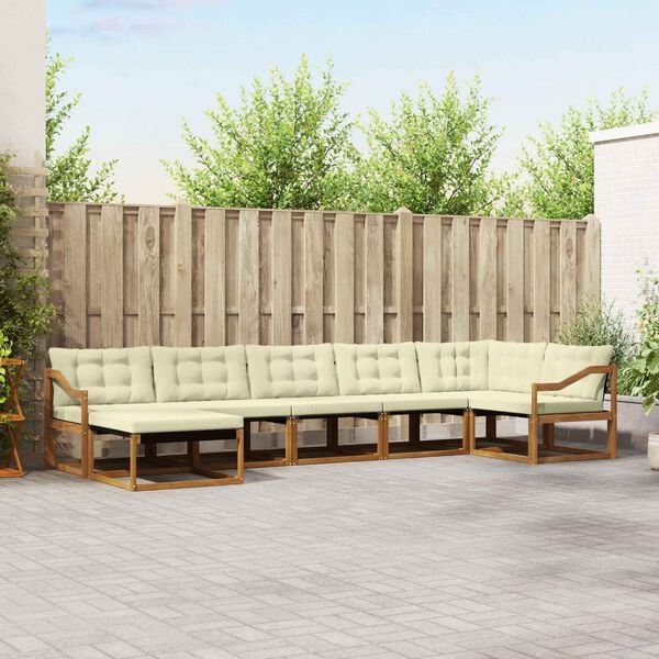 vidaXL Outdoor-Sofagarnitur 21 pcs Natur und Creme Massivholz Akazie