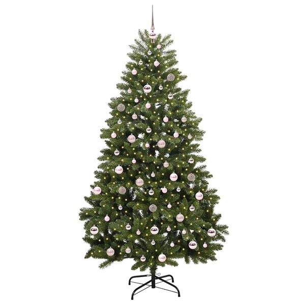 vidaXL K&uuml;nstlicher Weihnachtsbaum Gr&uuml;n 210 cm PVC und Metall