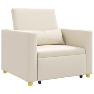 vidaXL Ausziehbare Schlafcouch Einzel Cremewei&szlig; 90 x 165 x 87 cm Stoff