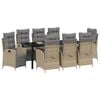 vidaXL Garten Essgruppe mit Kissen 9 pcs Beige Poly-Rattan