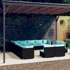 vidaXL 13-tlg. Garten-Lounge-Set mit Kissen Schwarz Poly Rattan