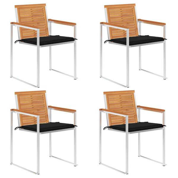 vidaXL Gartenst&uuml;hle 4 Stk. mit Kissen Massivholz Akazie