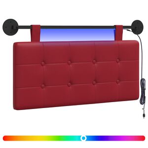 vidaXL H&auml;ngendes Kopfteil Mit LED Licht Weinrot Kunstleder