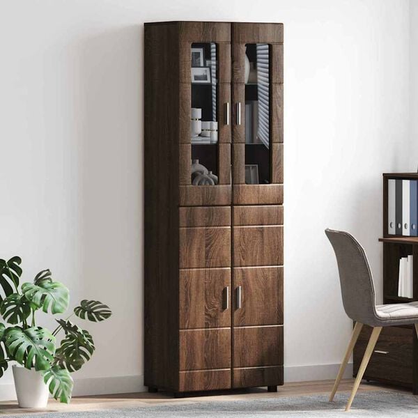 vidaXL Highboard mit Regal FLORIN Braun Eichen-Optik 60 x 35 x 182 cm