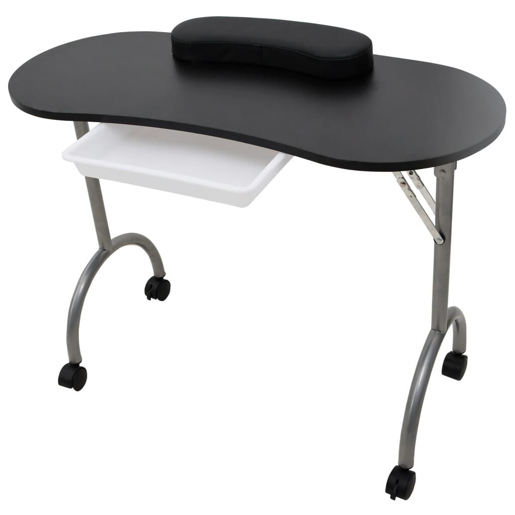 UISEBRT Faltbarer Maniküretisch Mit Absaugung – Mobiler Nageltisch Mit Rollen, 90 X 37 X 77 Cm, Schwarz