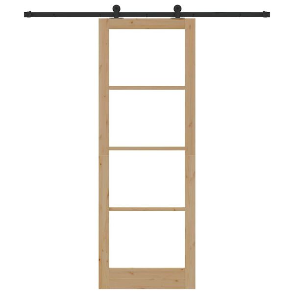 vidaXL Schiebet&uuml;r ORKDAL Natur 83 x 232 cm Massivholz Kiefer und Glas