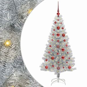 vidaXL Weihnachtsbaum mit 150 LEDs mit St&auml;nder Silber 120 cm PET
