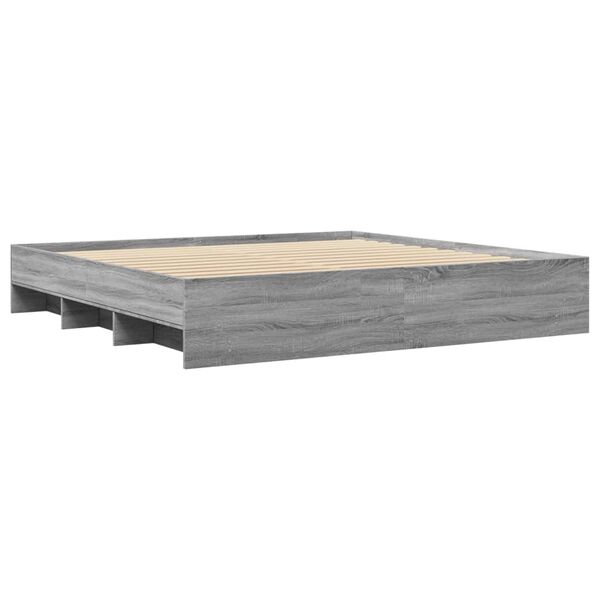 vidaXL Bettgestell ohne Matratze Grau Sonoma 180x200 cm Holzwerkstoff