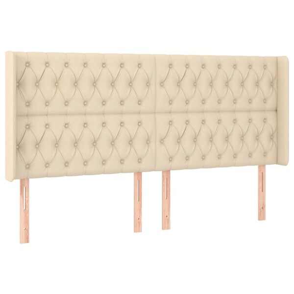 vidaXL LED Kopfteil Creme 203x16x118/128 cm Stoff