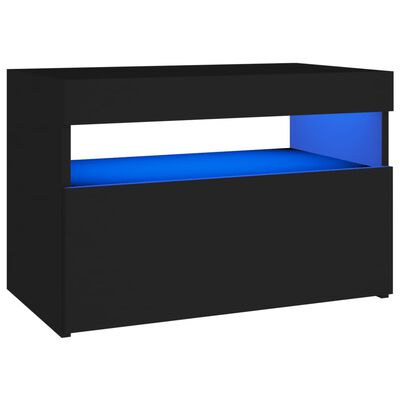 vidaXL TV-Schränke LED-Leuchten 2 Stk. Schwarz 60x35x40cm