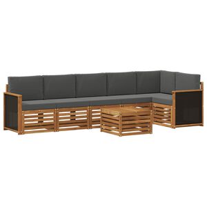 vidaXL Ecksofa Set mit Kissen 6 pcs Natur und Anthrazit
