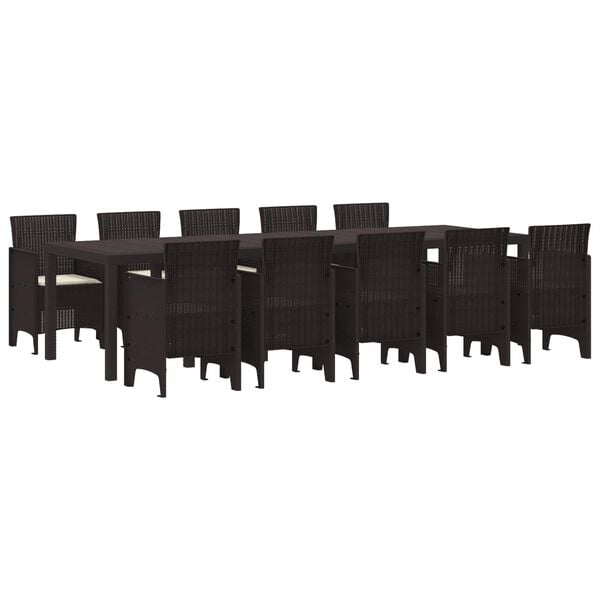vidaXL Garten Essgruppe mit Kissen 11 pcs Braun und Creme Rattan