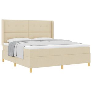 vidaXL Boxspringbett mit Kopfteil Creme 180 x 200 cm Stoff