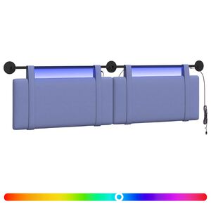 vidaXL H&auml;ngendes Kopfteil Mit LED Licht Jeans blau Stoff