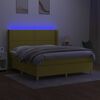 vidaXL Boxspringbett mit Matratze & LED Gr&uuml;n 180x200 cm Stoff